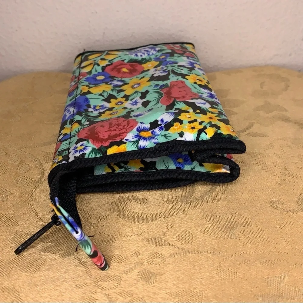 Cosmetic Bag And Lipstick Case Set Of 2 Gift Makeup Colorful Floral Blue Yellow